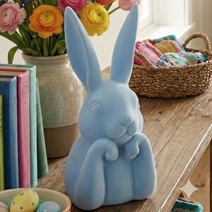 Way To Celebrate Blue Flocked Bunny Bust 12.5" Easter Decor Cottagecore NEW
